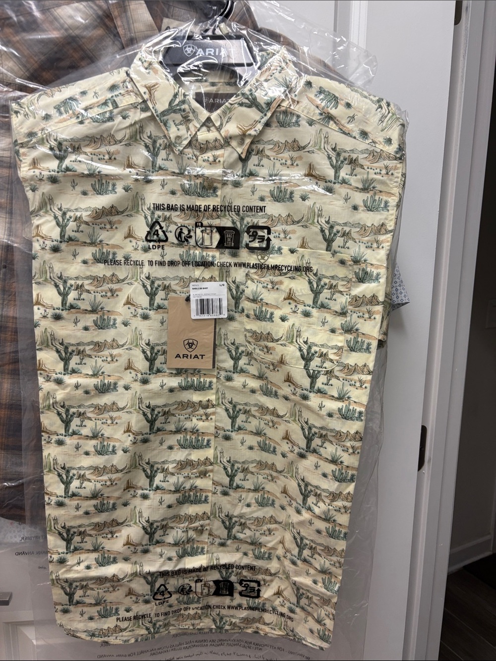 Ariat Short-Sleeve Desert Cactus Print Button-Down Shirt - Cream & Green
